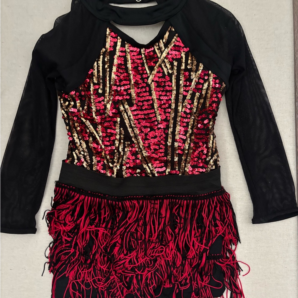 Weissman Black and Red Sequin Fringe Kids Costume